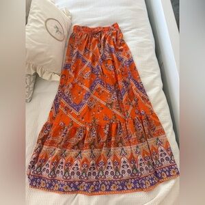 Orange and Purple Bohemian Maxi Skirt